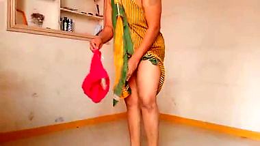 Indian Desi Hot monika bhabhi changed dress hot black pent and Balck shert